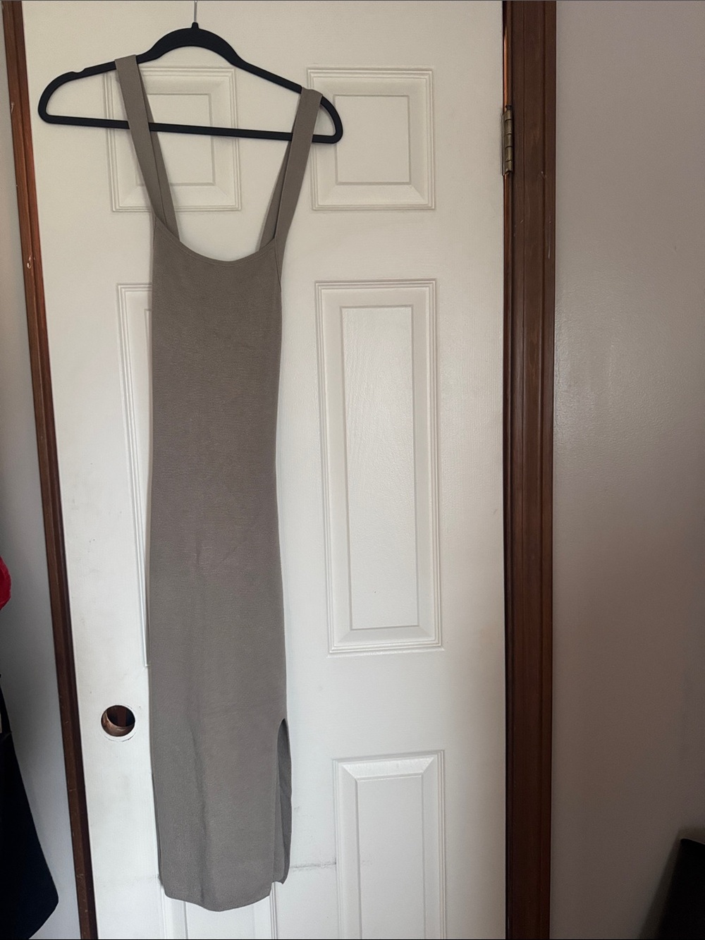 Abercrombie & Fitch Taupe Ribbed Midi Tank Dress